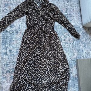 Zara Animal Print Long Sleeve Dress